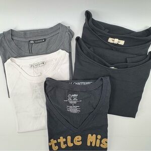 Zara, Madewell, LOL sz Small Gray, White, Black 5 Piece Lot Tees new